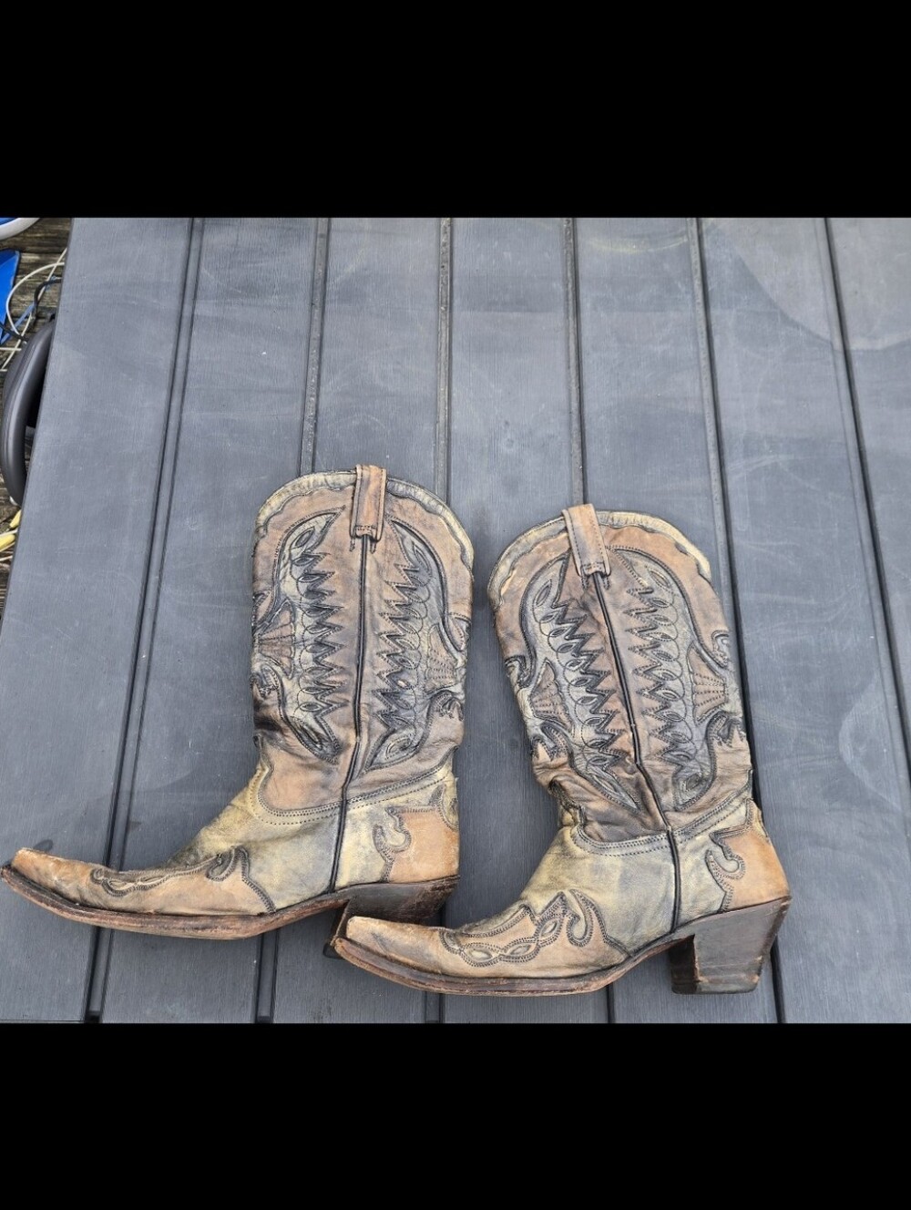 Rockin Leather Womens Brown Distressed Leather Cowboy Boots Size 9 - Picture 6 of 7